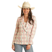 Women's Natural Printed Aztec Blazer