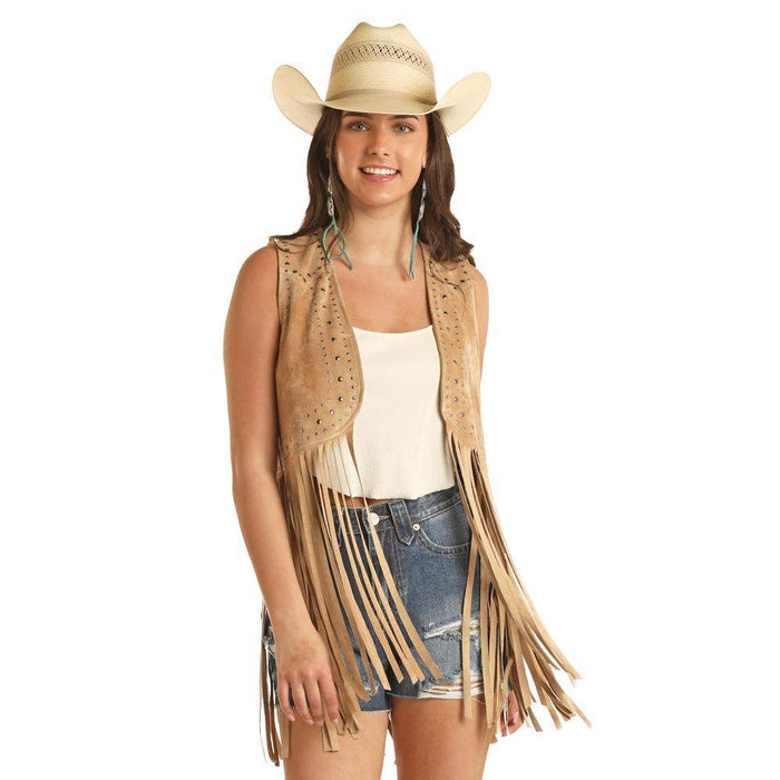 Rock & Roll Denim Women's Studded Fringe Vest