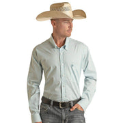 Rock & Roll Denim Mens Turq Ditzy Geo Print Shirt