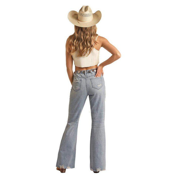 Rock & Roll Denim Women's Light Wash High Rise Flare Jeans