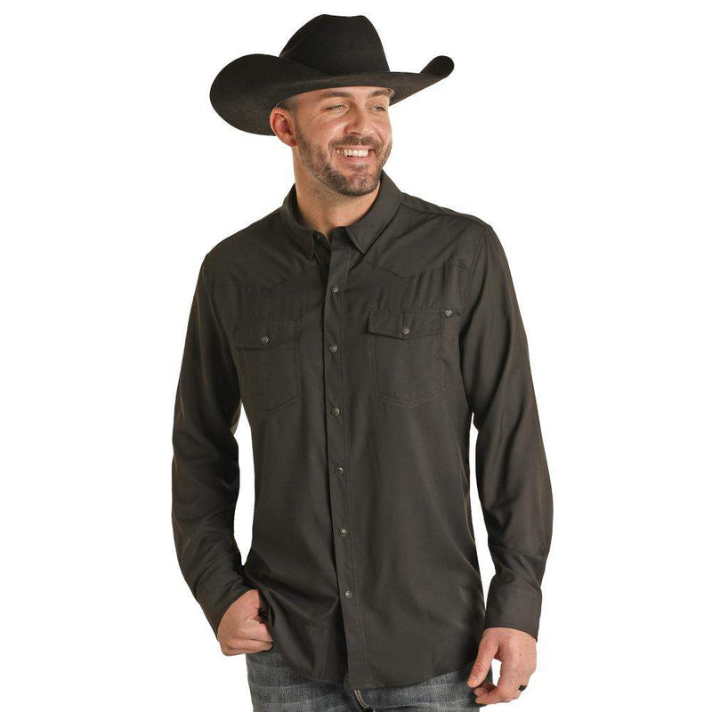 Rock & Roll Denim Mens Black Ripstop Shirt