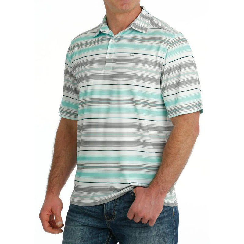 Cinch Men's ArenaFlex White Stripe Polo