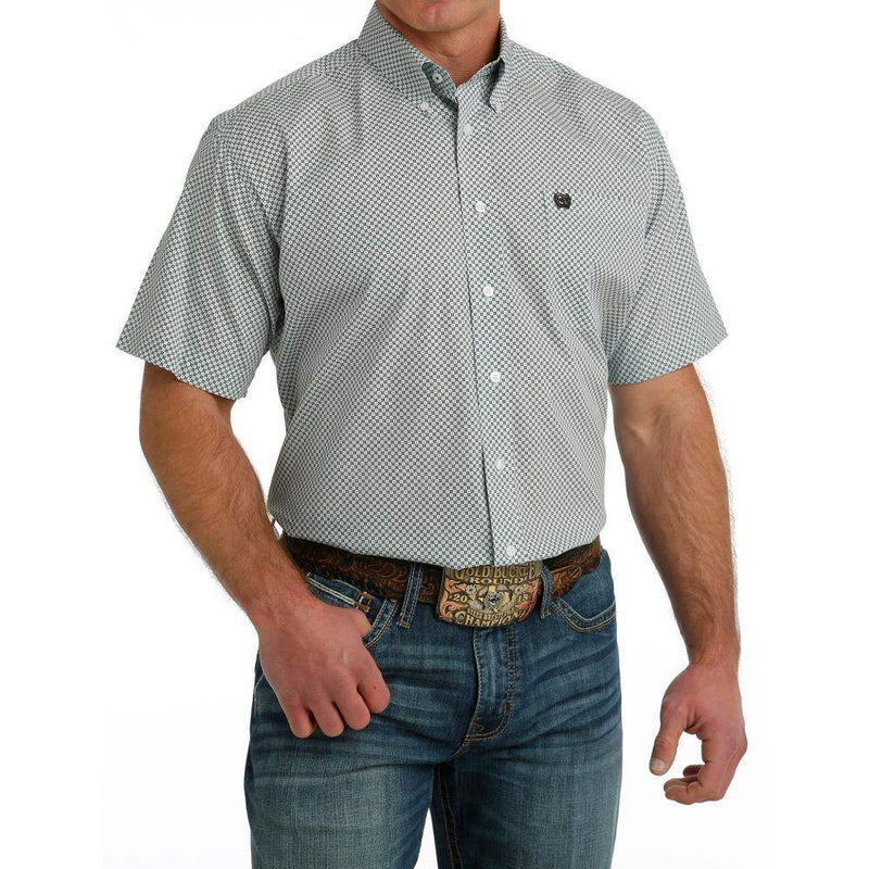 Men's Classic Fit Blue Print Shirt