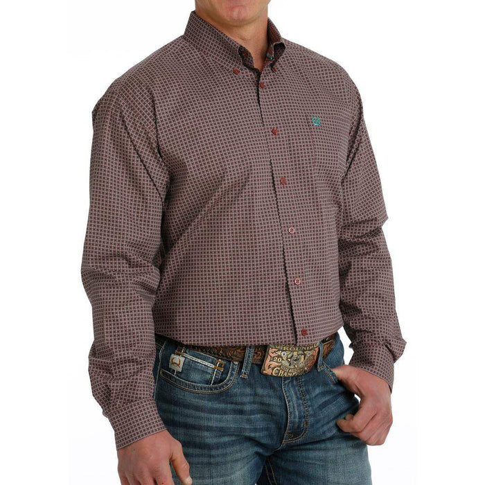 Cinch Men's Classic Fit Burgundy Button Down