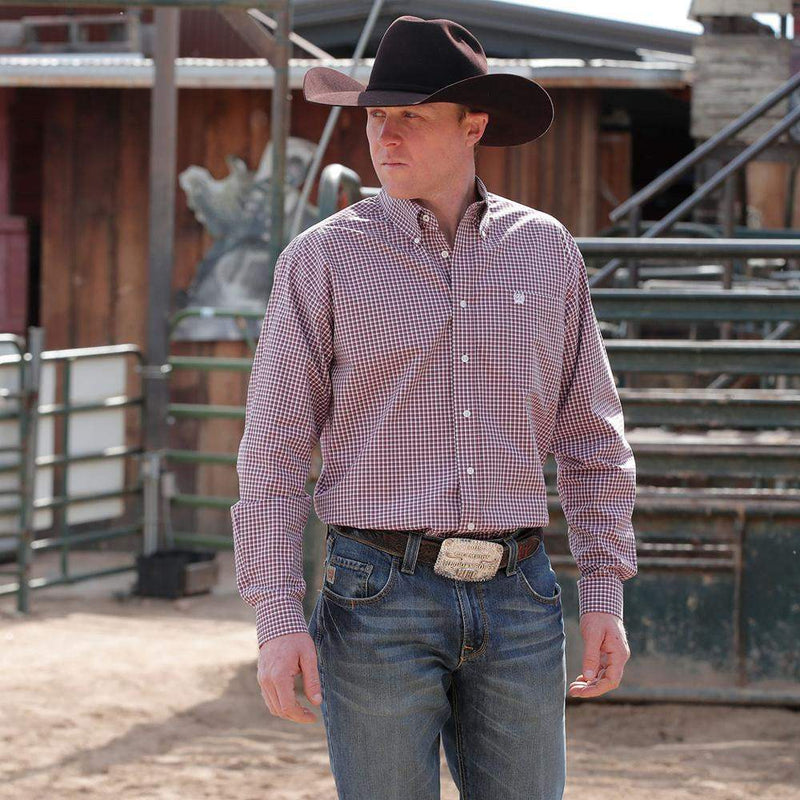 Cinch Men's Classic Fit Burgundy Button Down