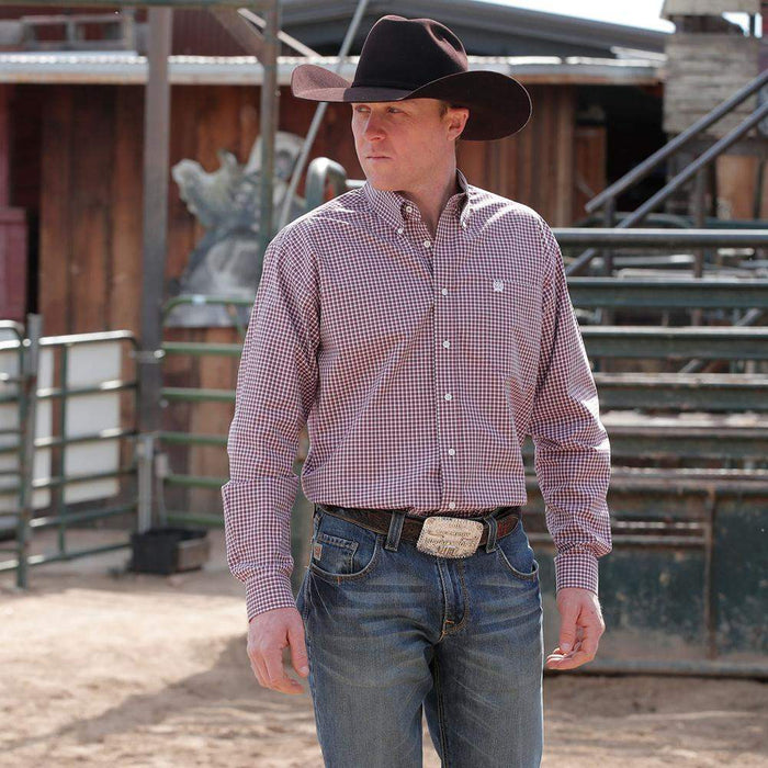 Cinch Men's Classic Fit Burgundy Button Down