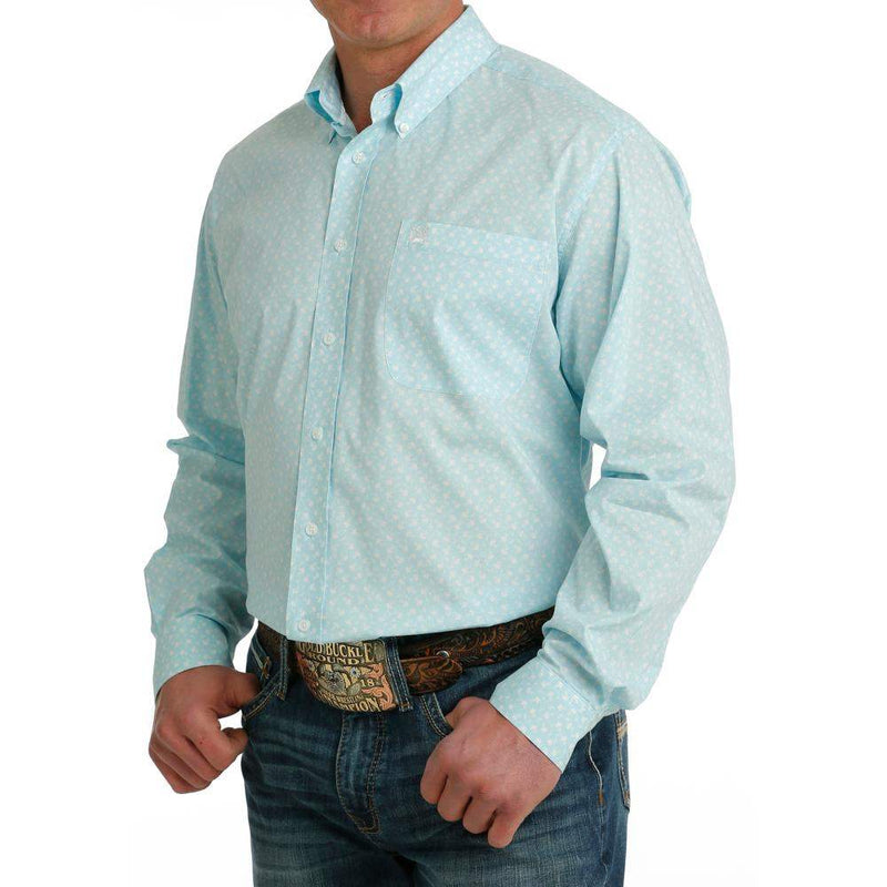 Cinch Men's Classic Fit Blue Print Button Down