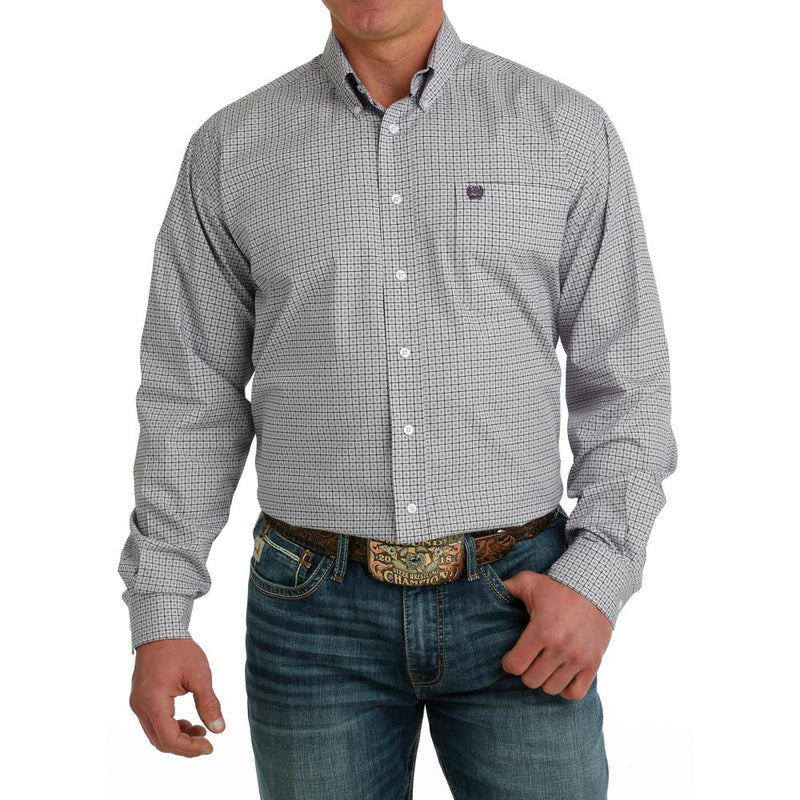 Men's Classic Fit Purple Print Button Down