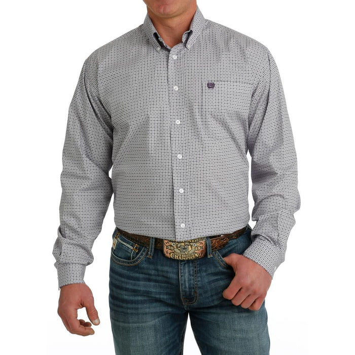 Men's Classic Fit Purple Print Button Down