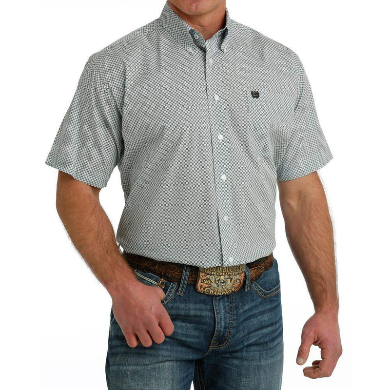Cinch Men's Classic Fit Blue Print Button Down