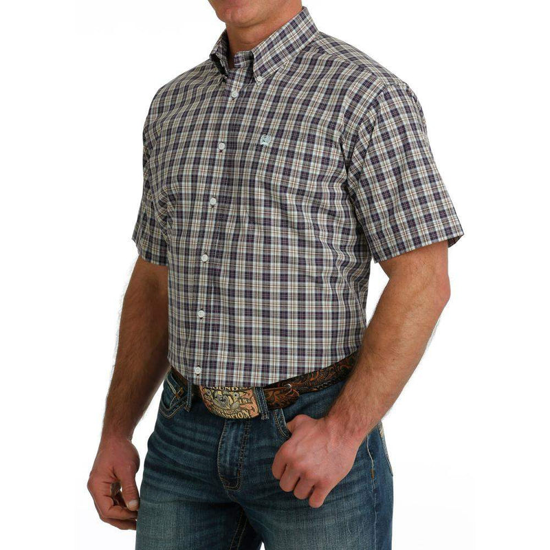 Cinch Men's Classic Fit Purple Plaid Button Down