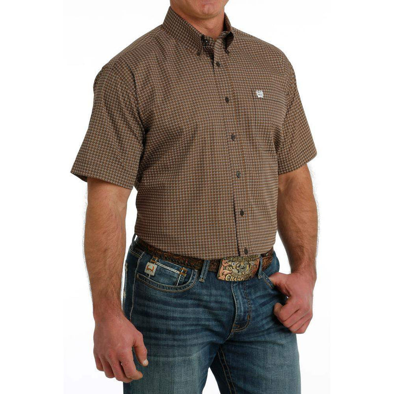 Cinch Men's Classic Fit Brown Print Button Down