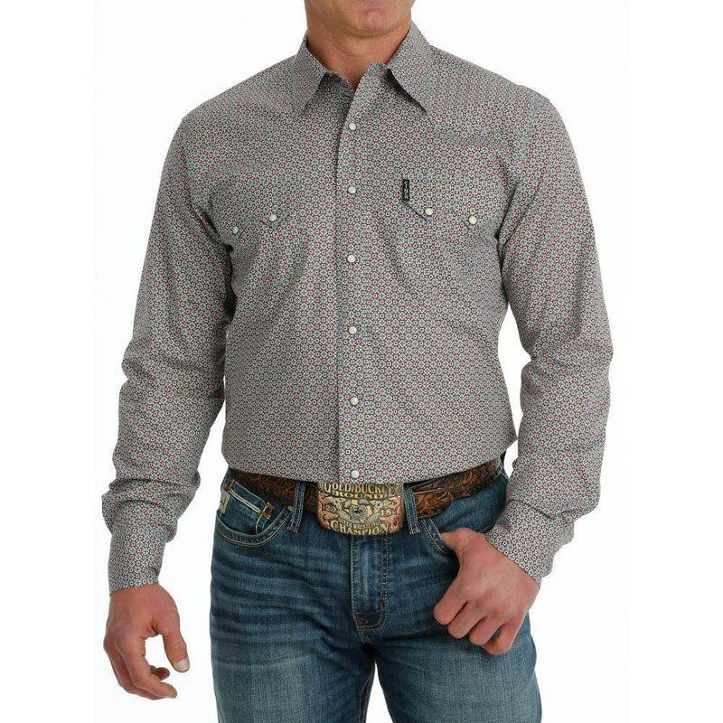 Men's Modern Fit Burgundy Snap Shirt