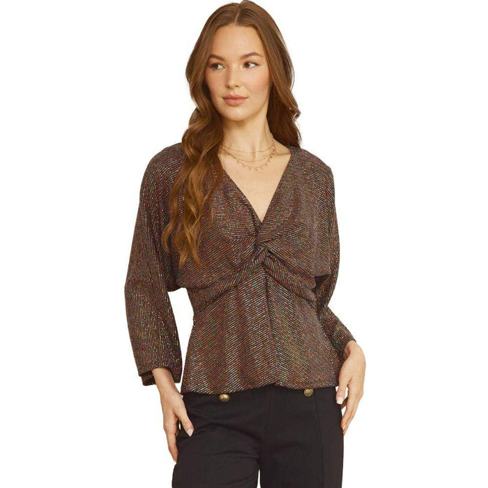 Entro Women's Black Glittery Top