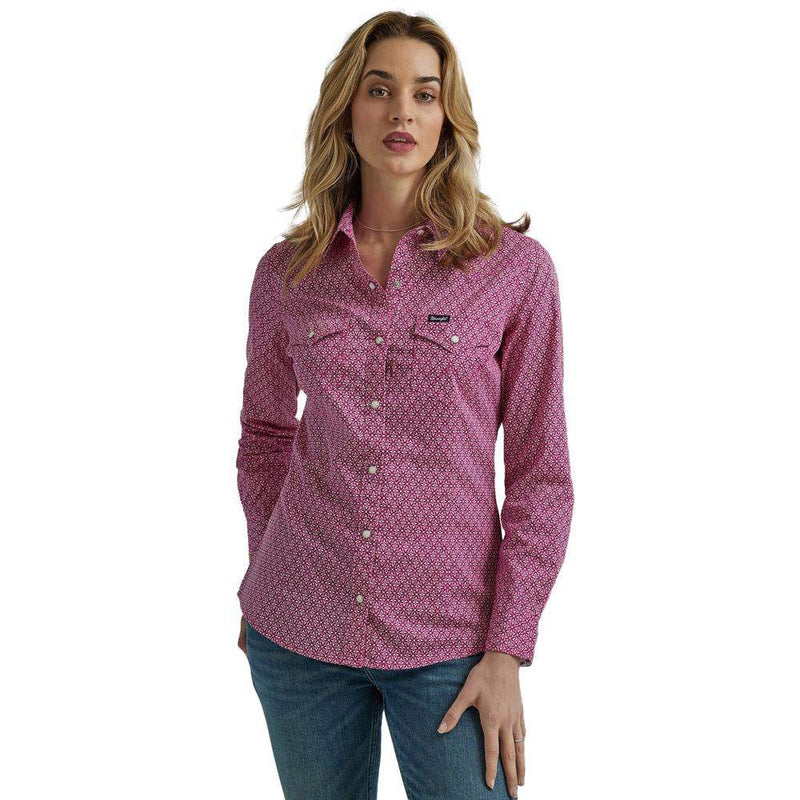 Wrangler Women's Retro Berry Print Snap Shirt