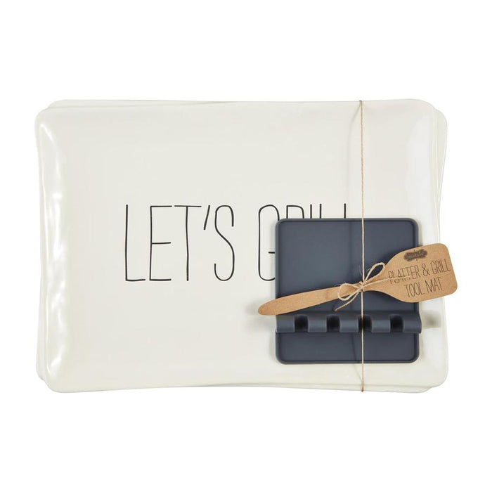 Grill Platter and Tool Mat Set