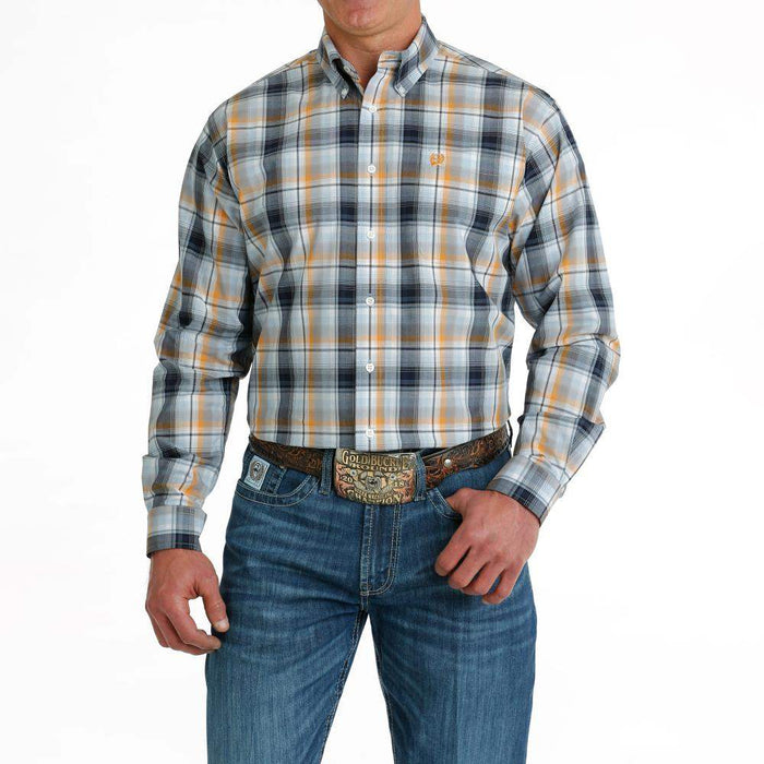 Men's Blue Plaid Button Down Shirt