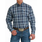Men's Blue Plaid Button Down Shirt