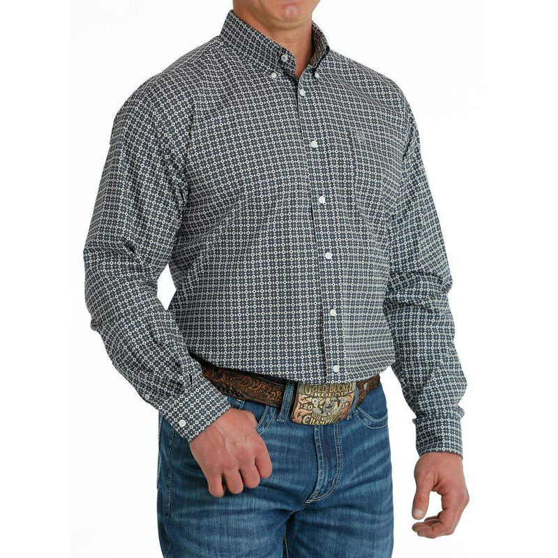 Cinch Men's Navy Geometric Print Button Down