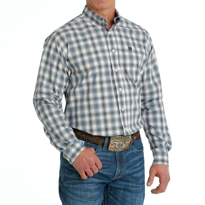 Men's Gray Plaid Button Down Shirt