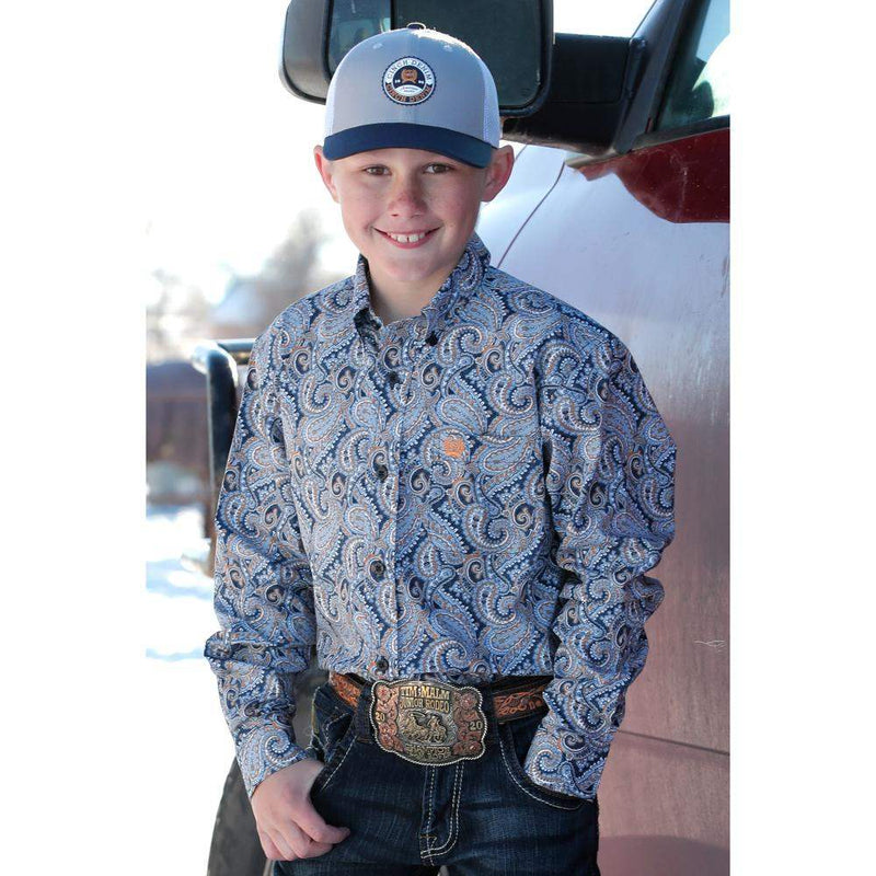 Cinch Boy's Paisley Print Button Down Shirt