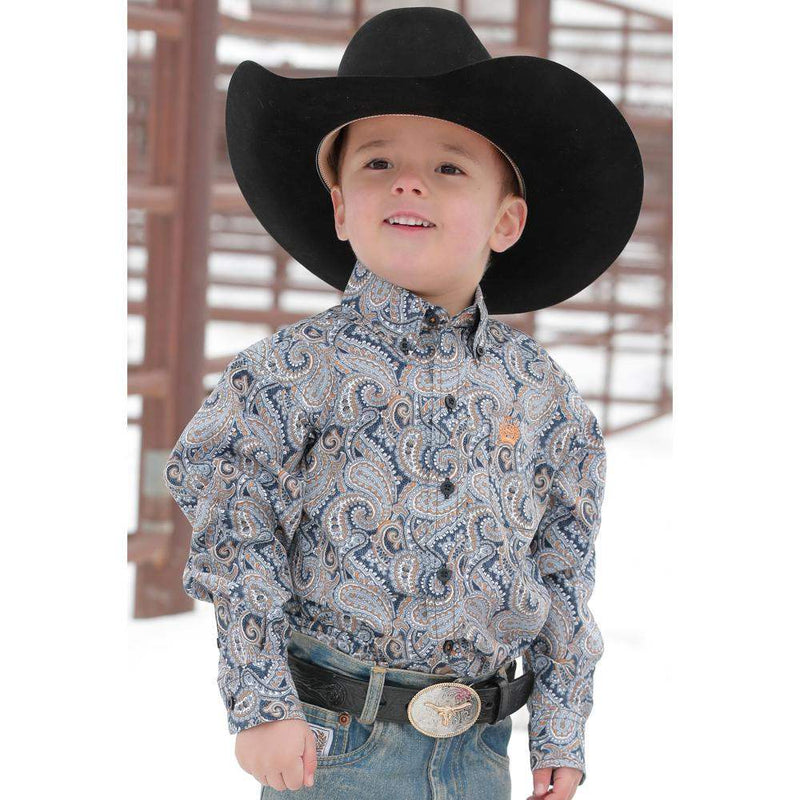 Cinch Boy's Paisley Print Button Down Shirt