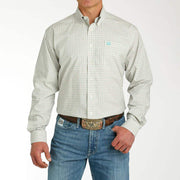 Men's Cream Plaid Button Down Shirt
