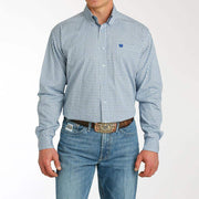 Cinch Men's Light Blue Printed Long Sleeve Button Down