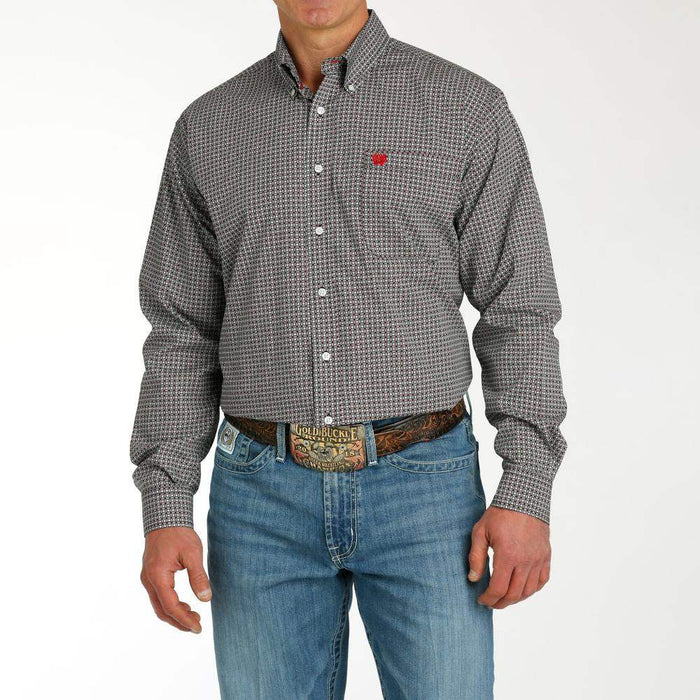 Cinch Men's Black Printed Long Sleeve Button Down
