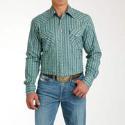 Cinch Men's Green Printed Modern Long Sleeve Snap Shirt