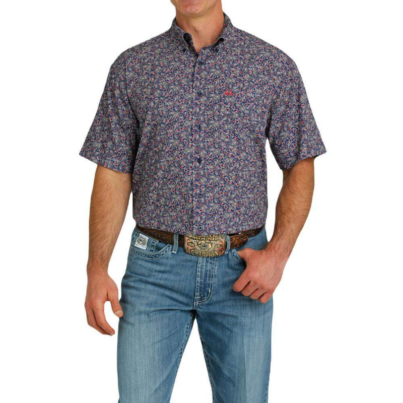 Cinch Men's Navy Mini Paisley ArenaFlex Button Down