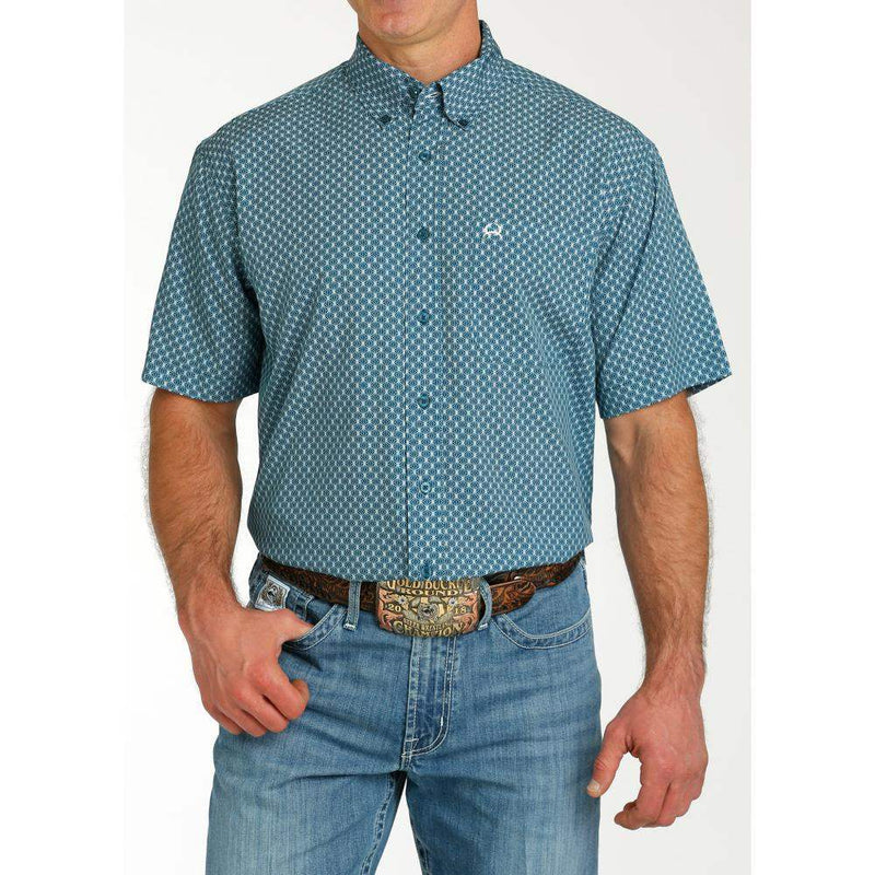 Men's Teal ArenaFlex Short Sleeve Button Down