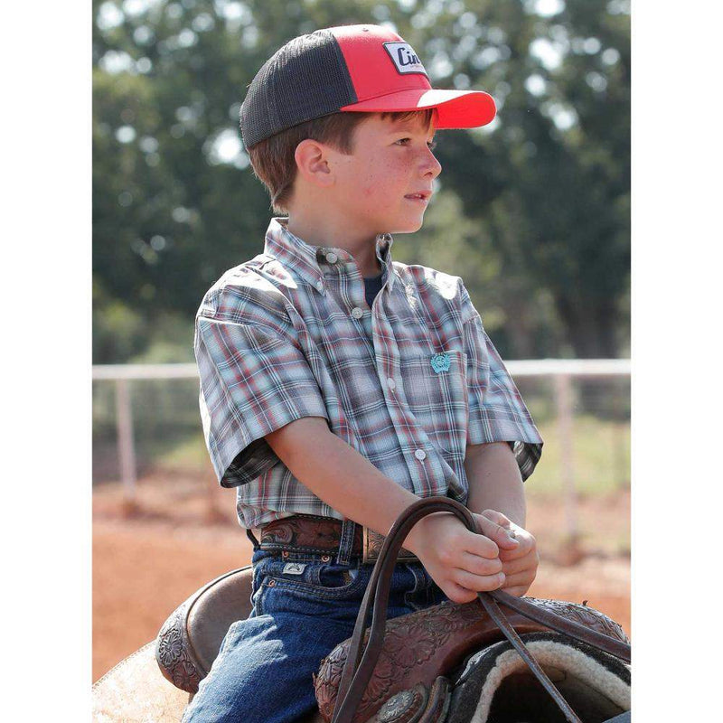 Cinch Boy's Plaid Short Sleeve Button Down