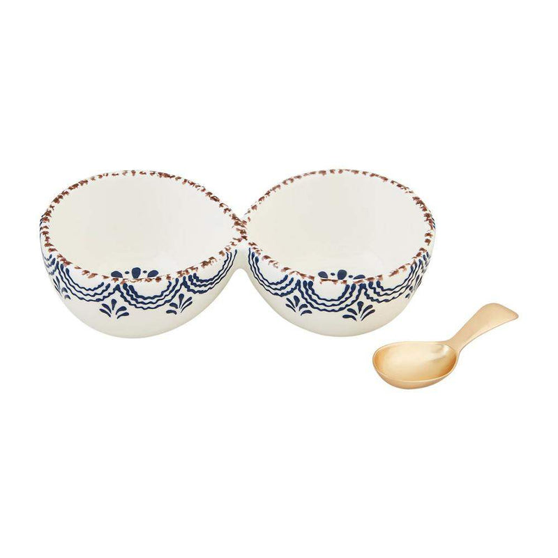 Mud Pie Blue Floral Double Tidbit Set