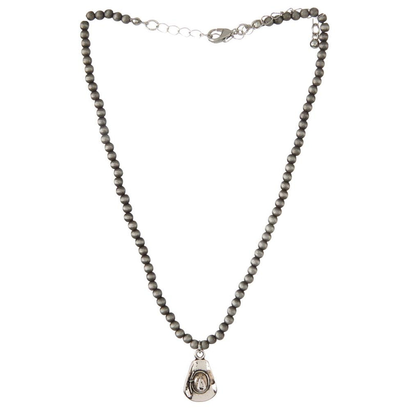 Faux Navajo Pearl Cowboy Hat Charm Necklace