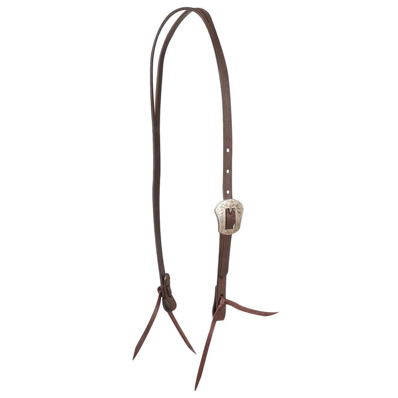 Laramie Buckle Chocolate Roughout Leather Split Ear Headstall