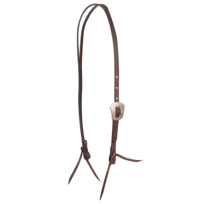 Laramie Buckle Chocolate Roughout Leather Split Ear Headstall