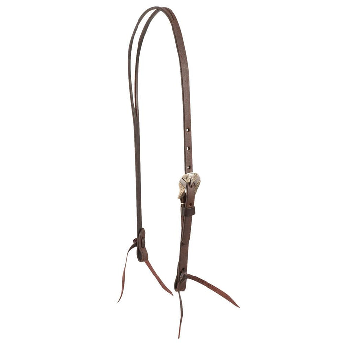 Deadwood Buckle Chocolate Roughout Leather Split Ear Headstall