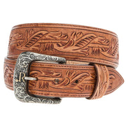 Men's Hand Tooled Natural Tapered Belt