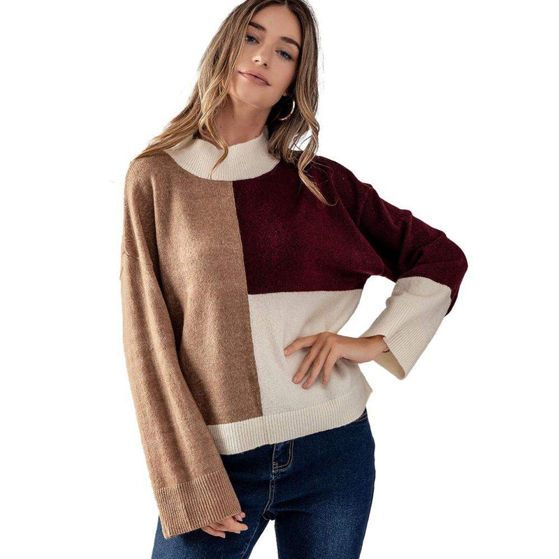 Women's Colorblock Drop Shoulder Knit Sweater