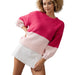Women's Fuchsia Colorblock Sweater