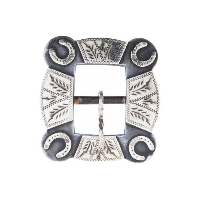 Mike Emberson Silver Horseshoe Bar Engraved 1 Inch Cart Buckle