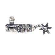 Mike Emberson Longhorn and Floral Engraved Mens Cowboy Spurs