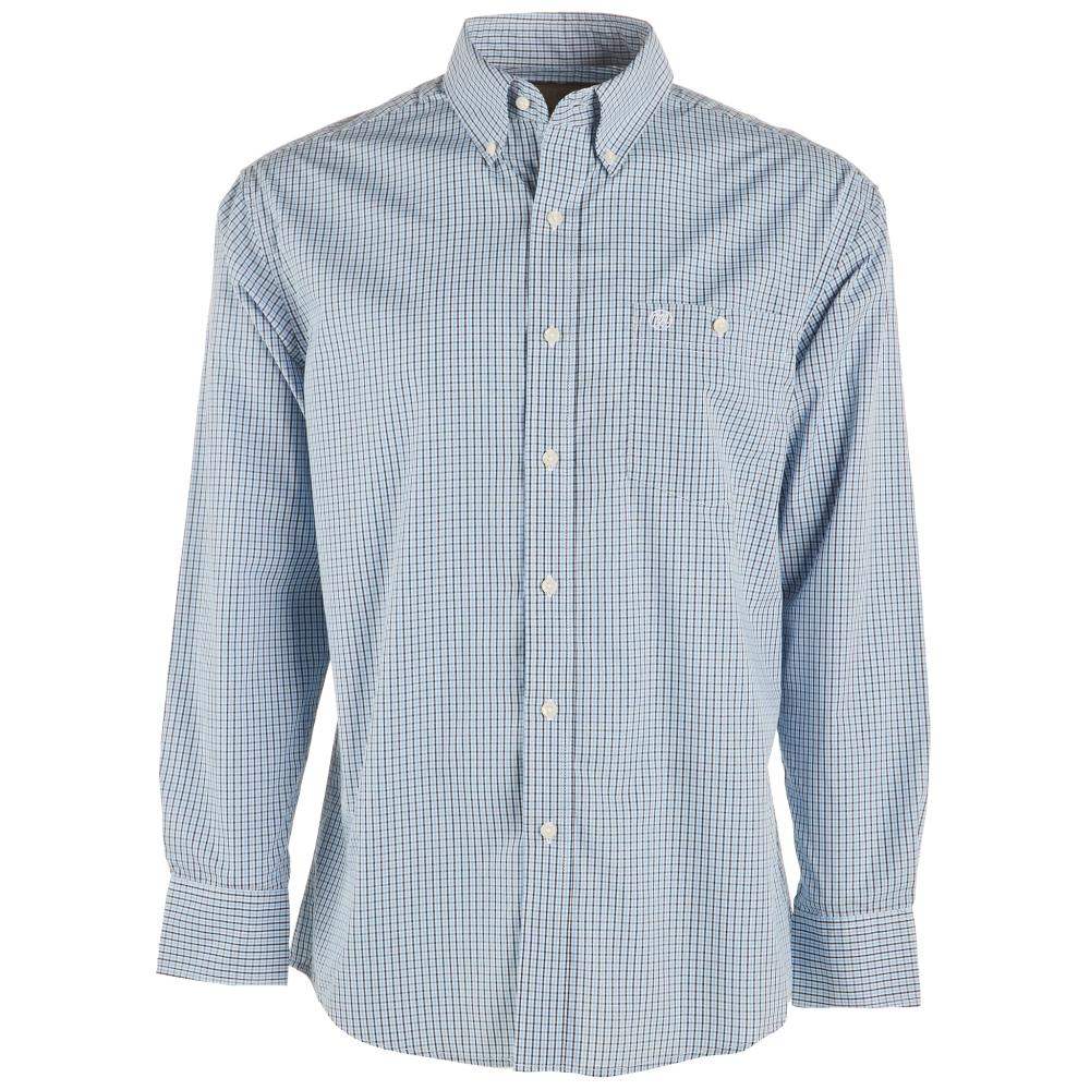 112324795 Wrangler Men's Relaxed Fit Button Down Long Sleeve Shirt- Red & Blue Plaid