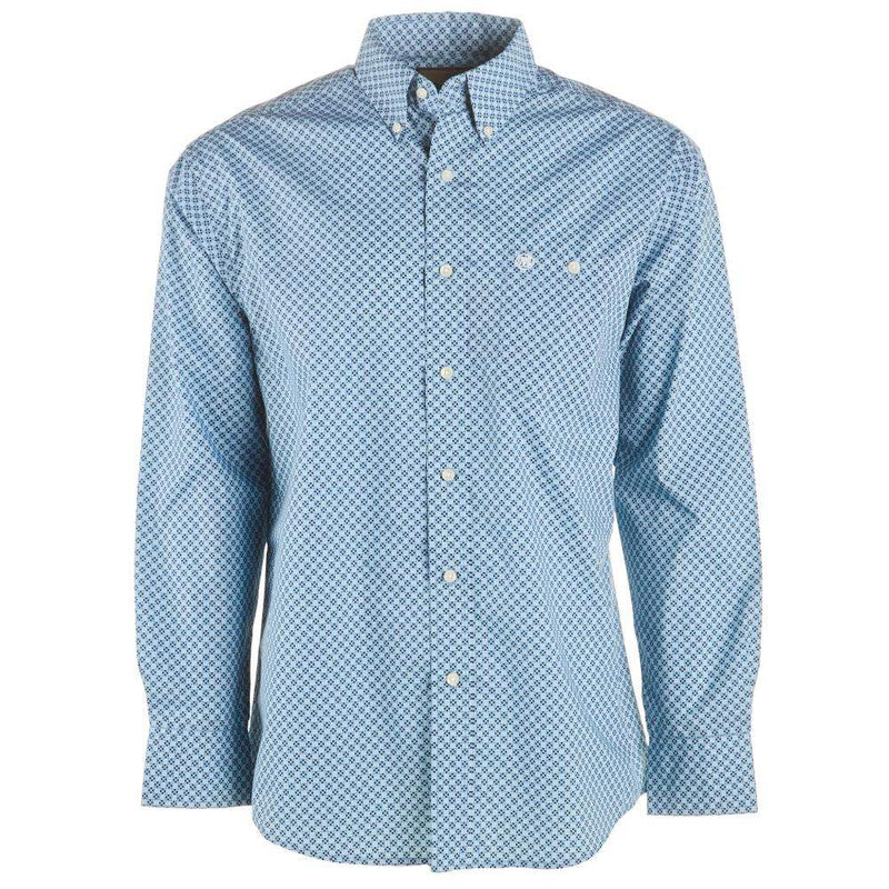 Men's Classic Blue Printed Button Down