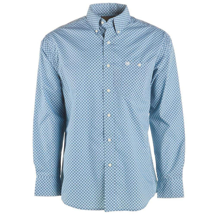 Men's Classic Blue Printed Button Down