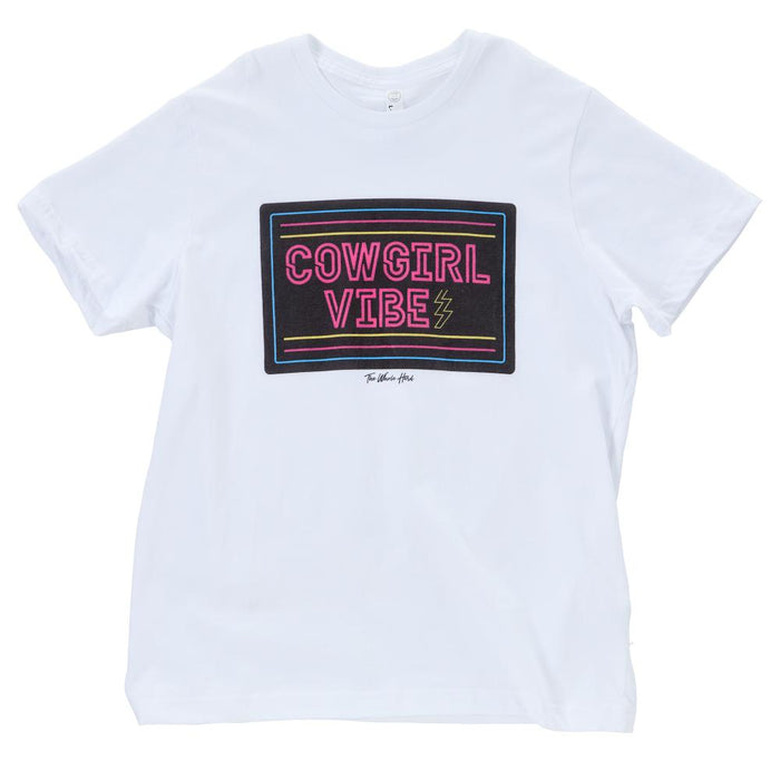 Girl's Cowgirl Vibes White Tee