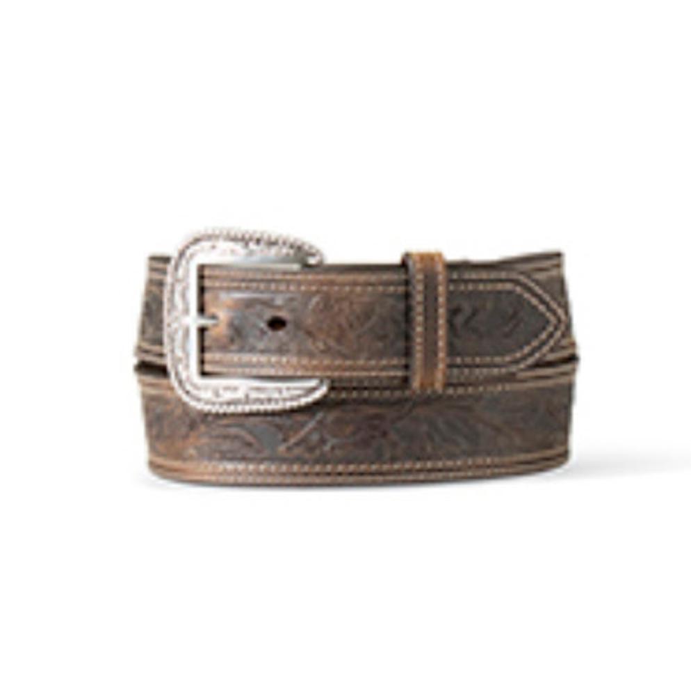 Ariat A1038002-34 1.5 in. Double Stitch Leather Belt, Brown - Size 34