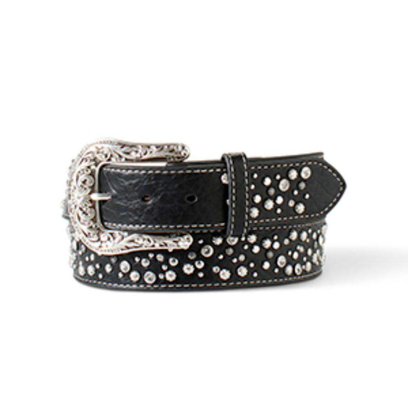 Womens MF Black Stud Rhinestone Belt