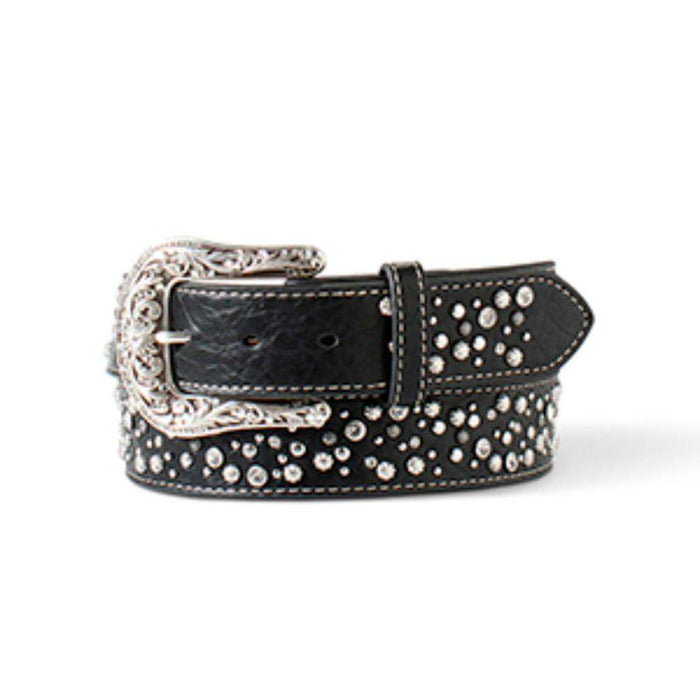 Womens MF Black Stud Rhinestone Belt